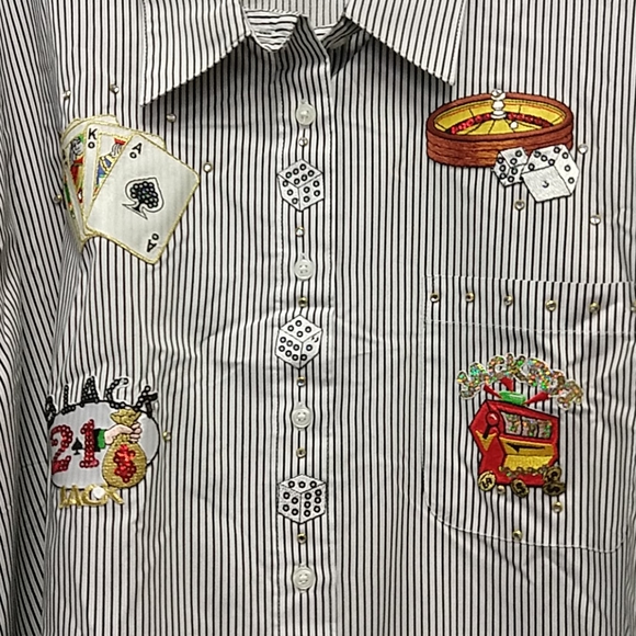 Las Vegas Sparkly Button Down Blouse - Picture 2 of 8